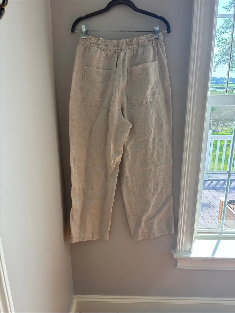 Banana Republic Womens Linen-Blend Drawstring Pants - Beige